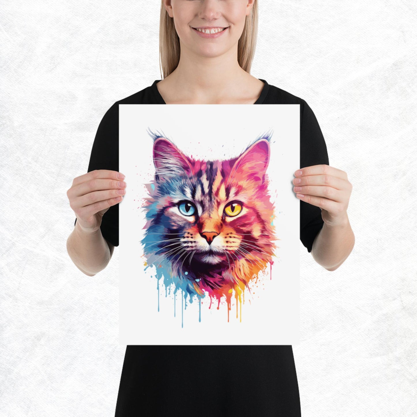 Rainbow Paint Cat Paper Poster