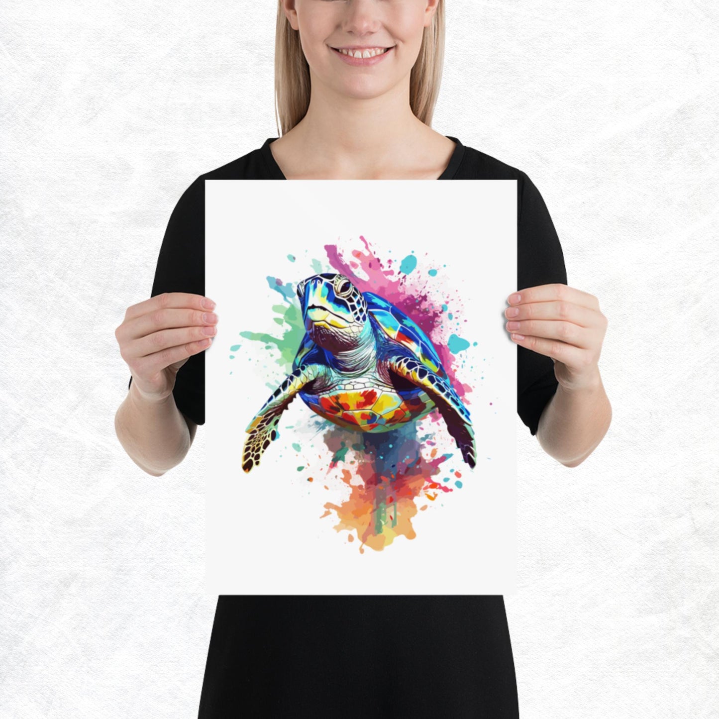 Rainbow Paint Turtle Paper Poster