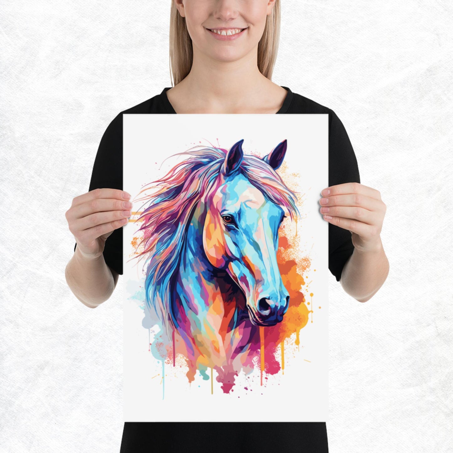Rainbow Paint Horse Paper Poster