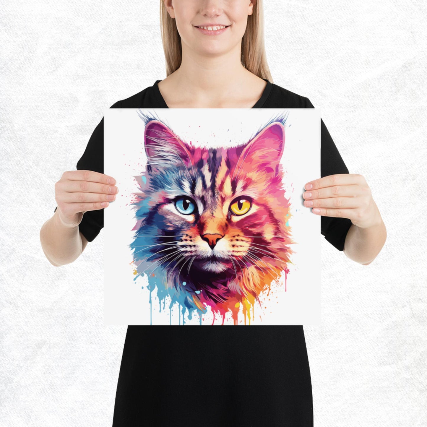Rainbow Paint Cat Paper Poster