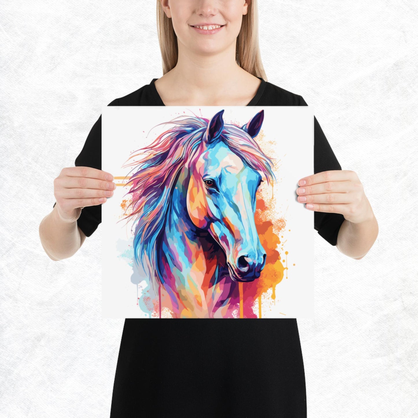 Rainbow Paint Horse Paper Poster