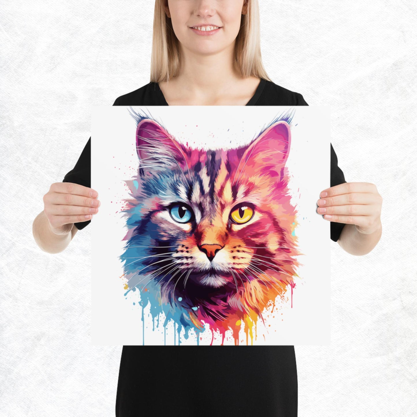 Rainbow Paint Cat Paper Poster
