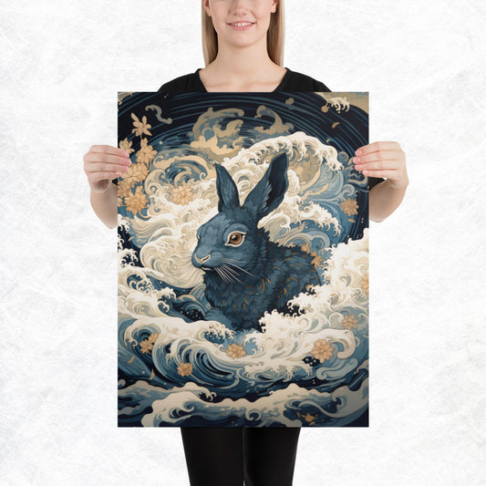 Ukiyo-e Rabbit Paper Poster