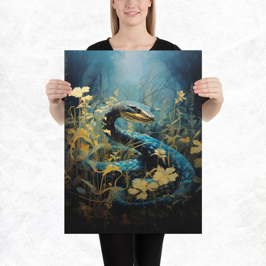 Dark Turquoise Snake Paper Poster