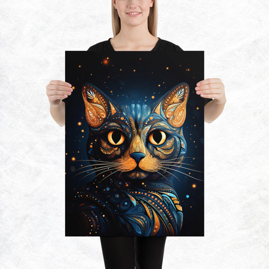 Dot Art Cat Paper Poster