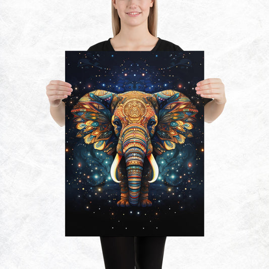 Dot Art Elephant Paper Poster