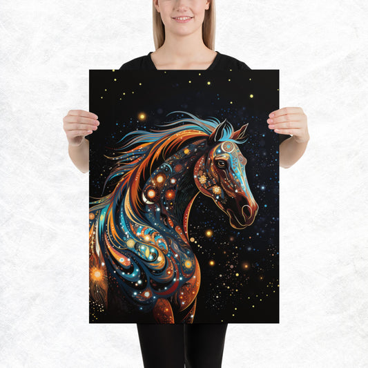 Dot Art Horse Paper Poster