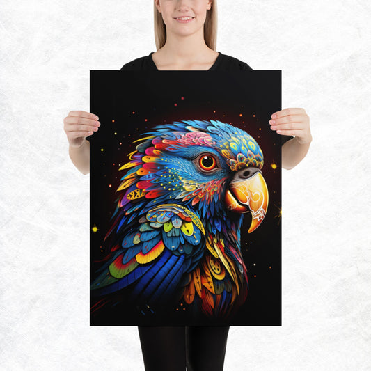 Dot Art Parrot Paper Poster