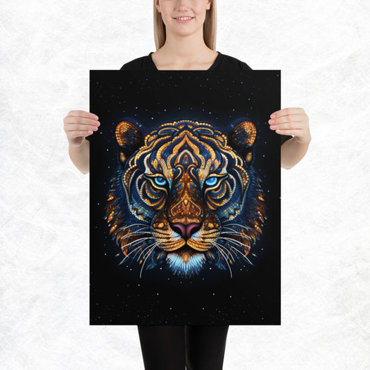 Dot Art Tiger Paper Poster