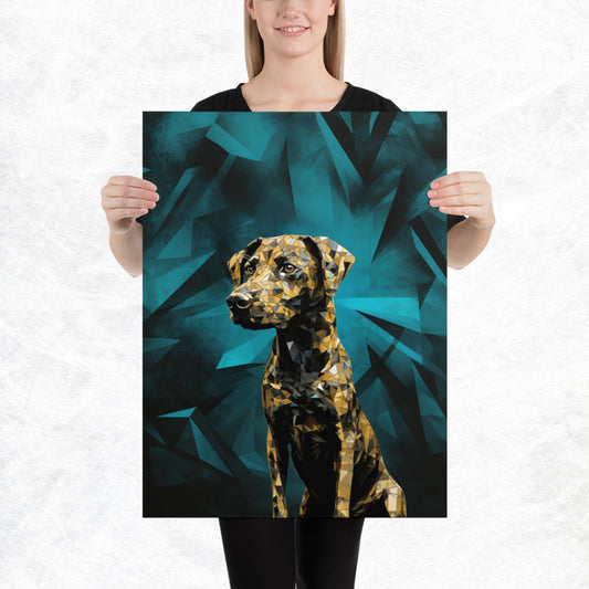 Blue Gold Dog Paper Poster