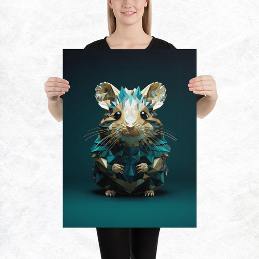 Blue Gold Hamster Paper Poster