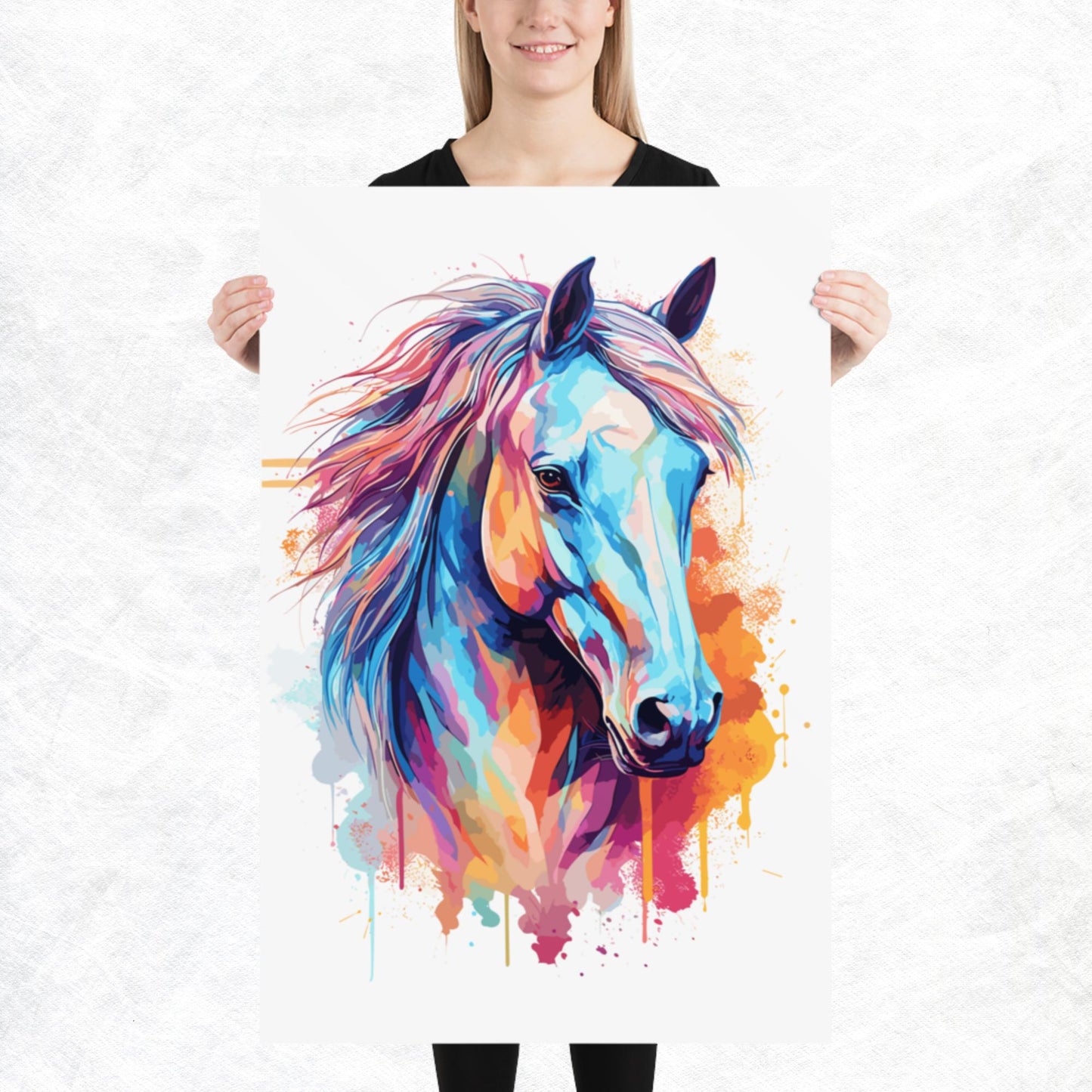 Rainbow Paint Horse Paper Poster