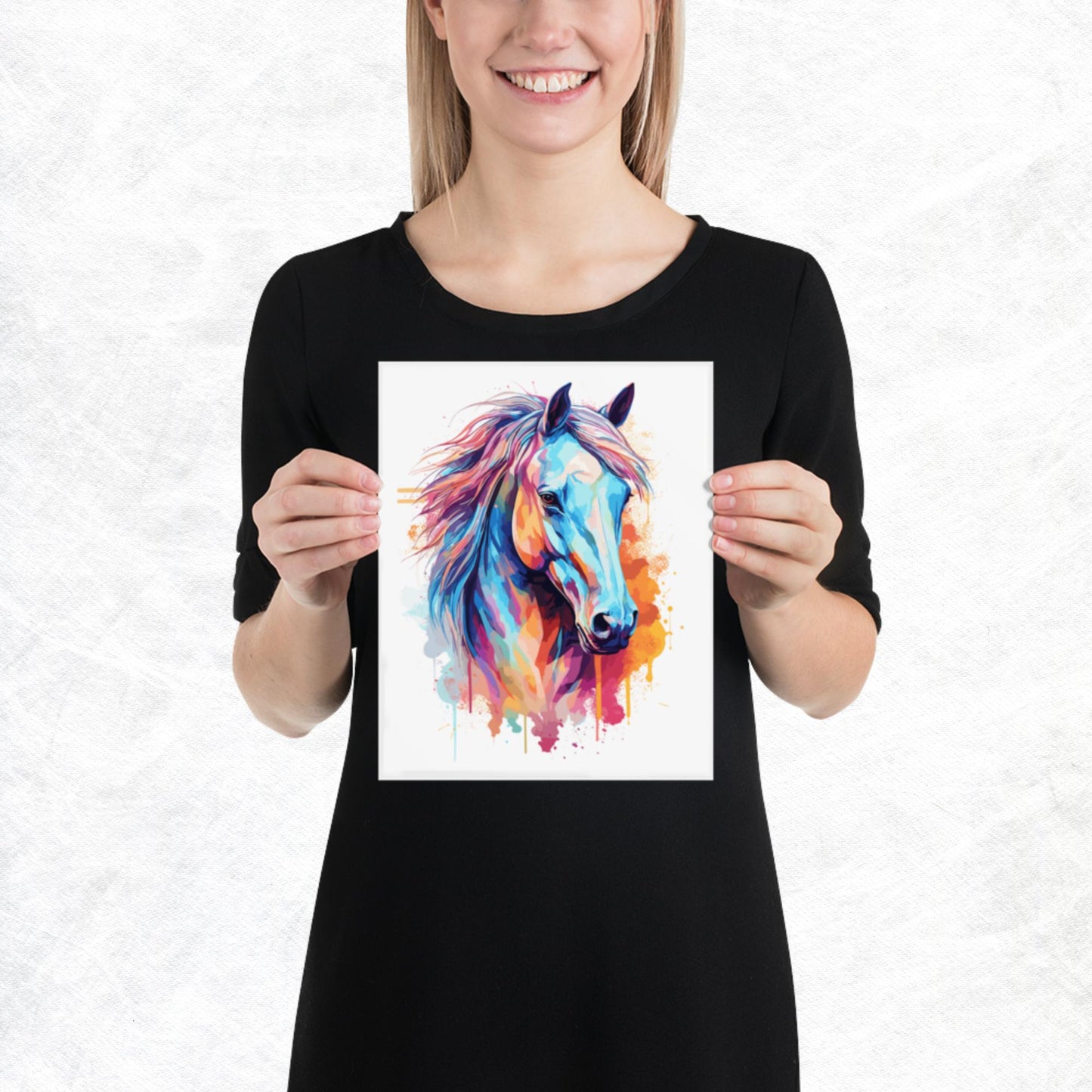 Rainbow Paint Horse Paper Poster