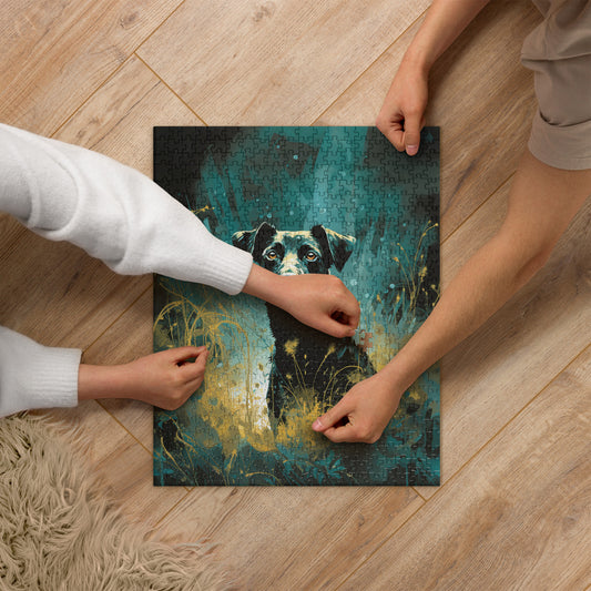 Dark Turquoise Dog Jigsaw Puzzle