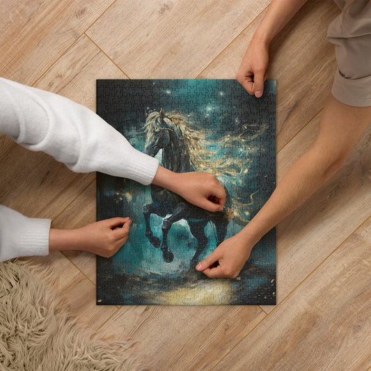 Dark Turquoise Horse Jigsaw Puzzle