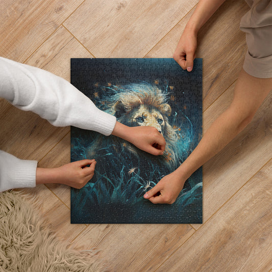 Dark Turquoise Lion Jigsaw Puzzle