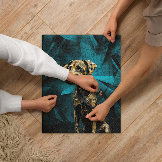 Blue Gold Dog Jigsaw Puzzle