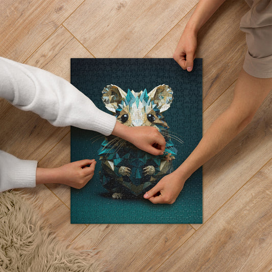 Blue Gold Hamster Jigsaw Puzzle
