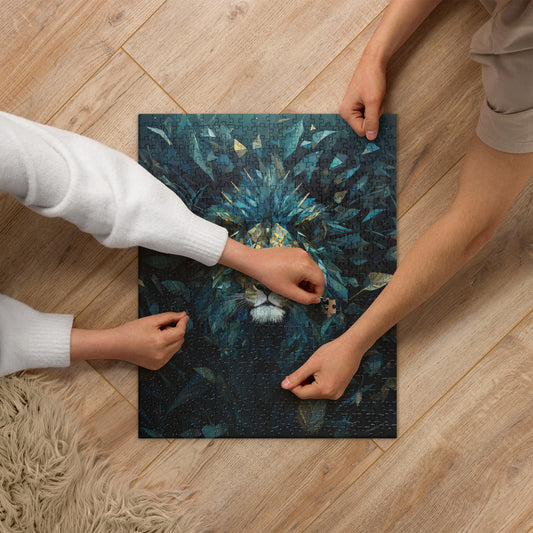 Blue Gold Lion Jigsaw Puzzle