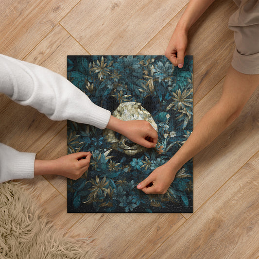 Blue Gold Panda Jigsaw Puzzle