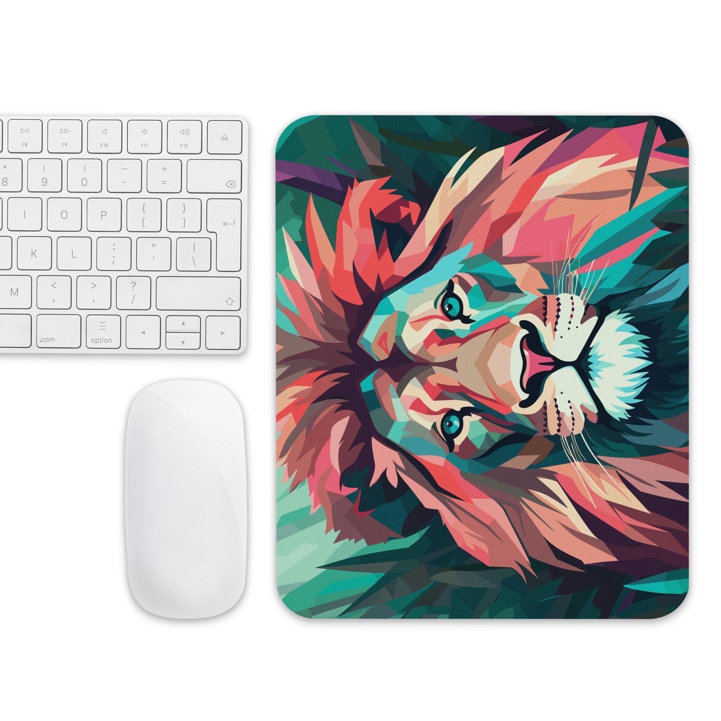 Green and Pink Lion Mouse Pad