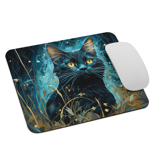 Dark Turquoise Cat Mouse Pad