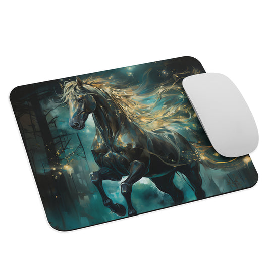 Dark Turquoise Horse Mouse Pad