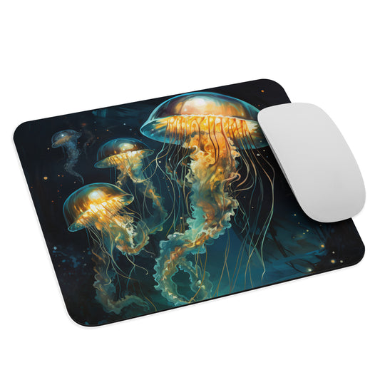Dark Turquoise Jellyfish Mouse Pad