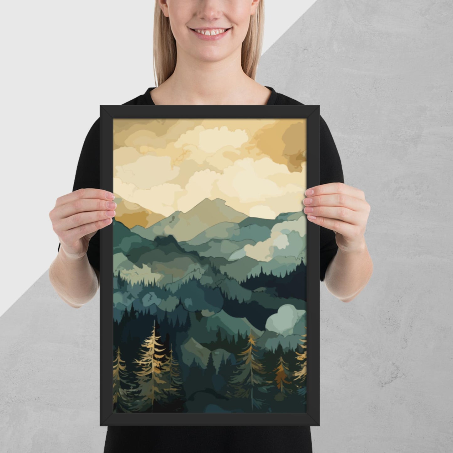 Mountainous Forest Framed Poster