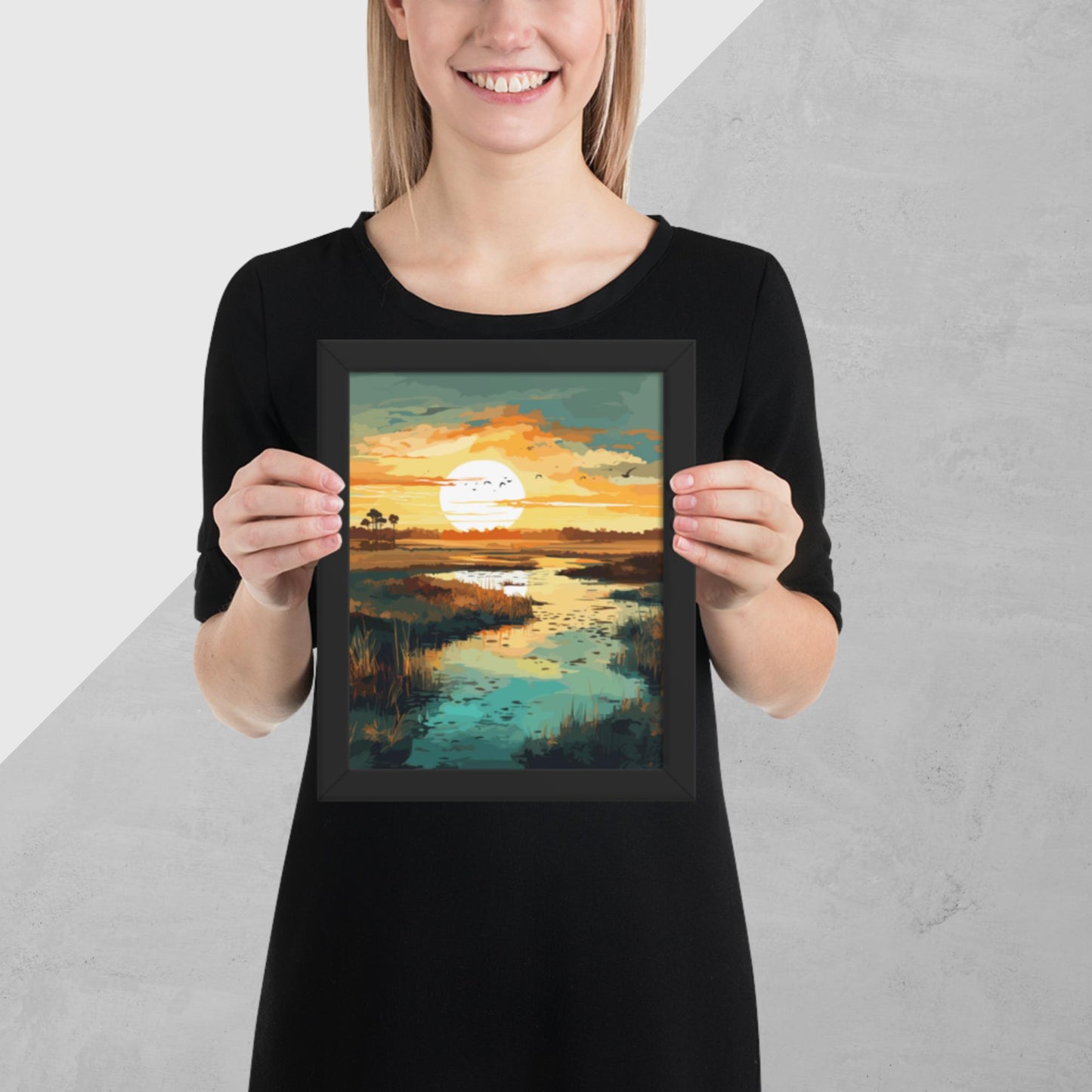 Marshland Sunset Framed Poster