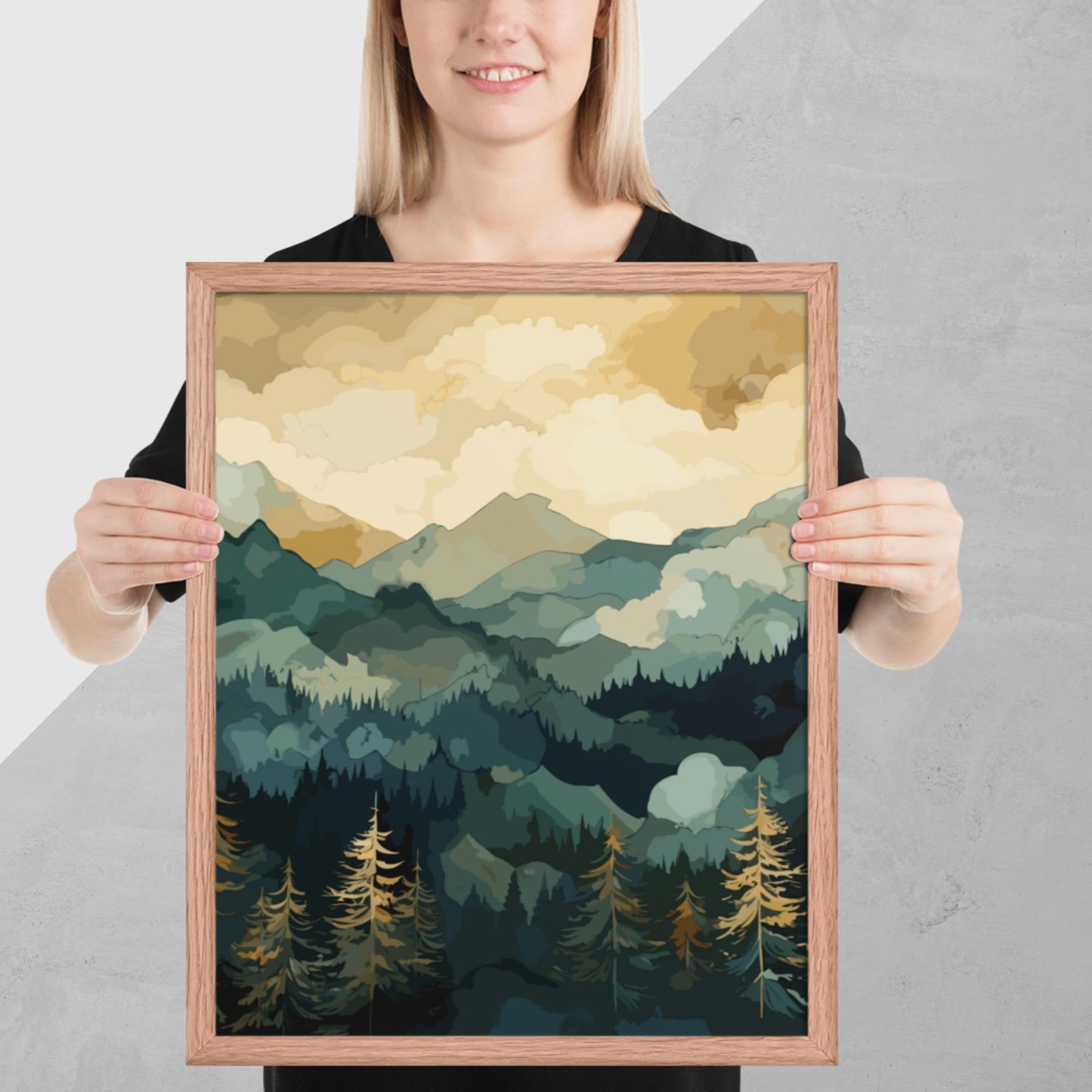 Mountainous Forest Framed Poster