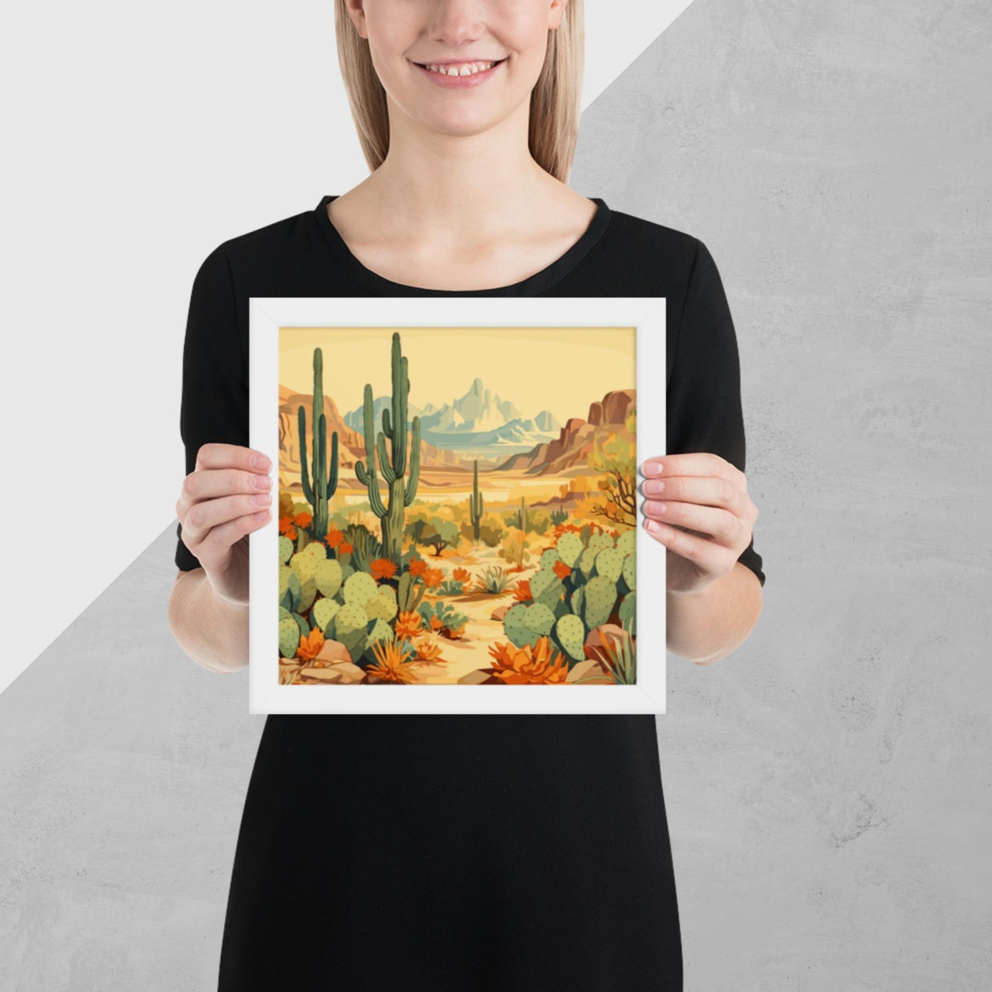 Mountainous Desert Life Framed Poster