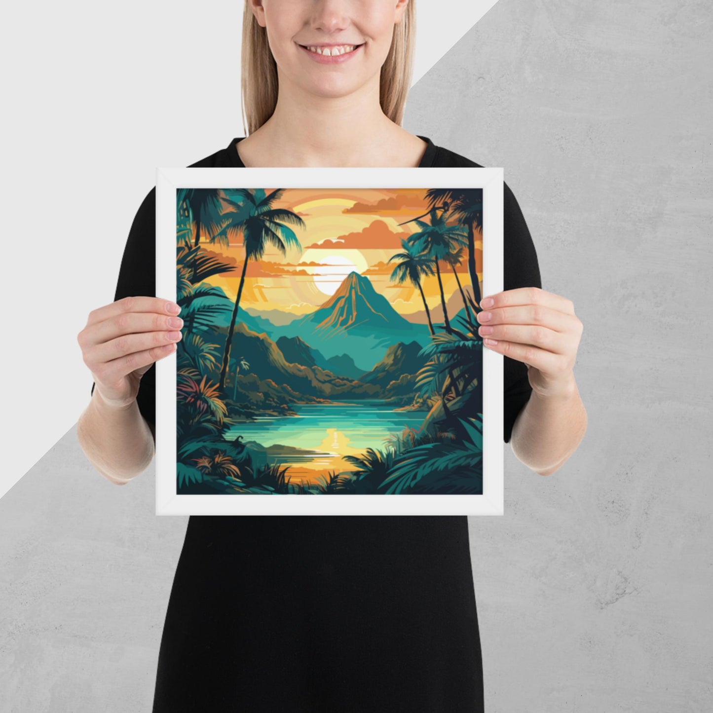 Rainforest Mountain Sunset Framed Poster