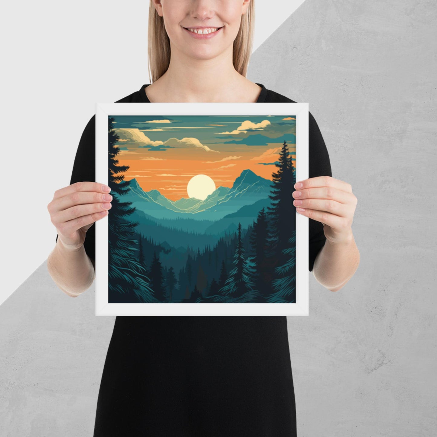 Forest Skyline Sunset Framed Poster