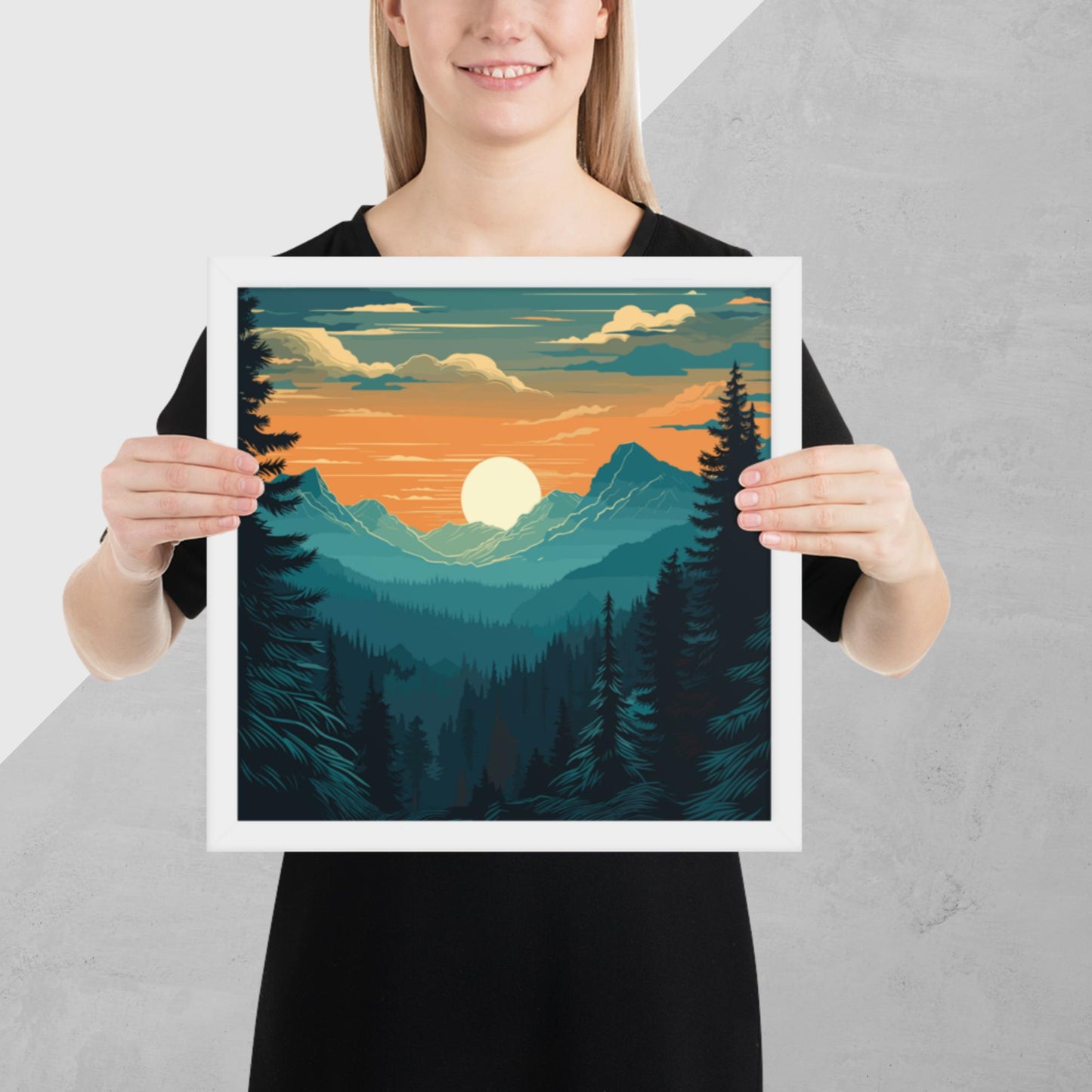 Forest Skyline Sunset Framed Poster