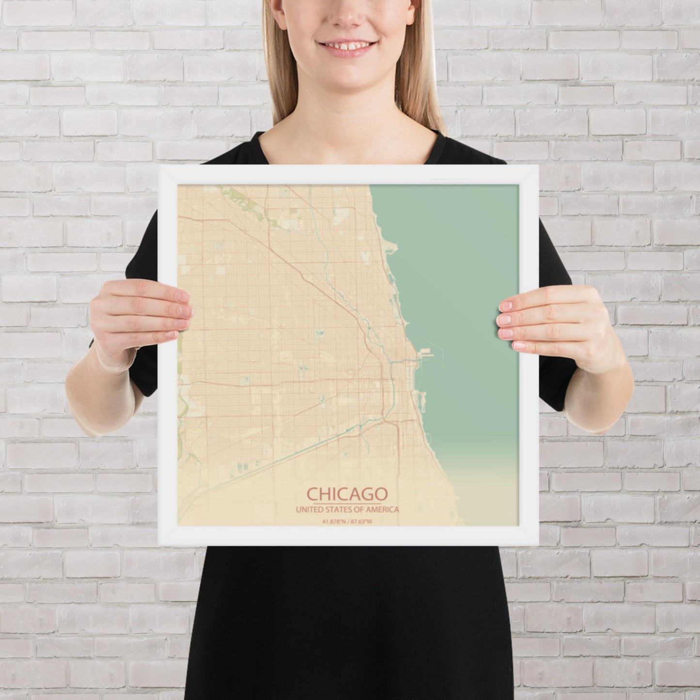 Chicago Vintage Style Framed Map