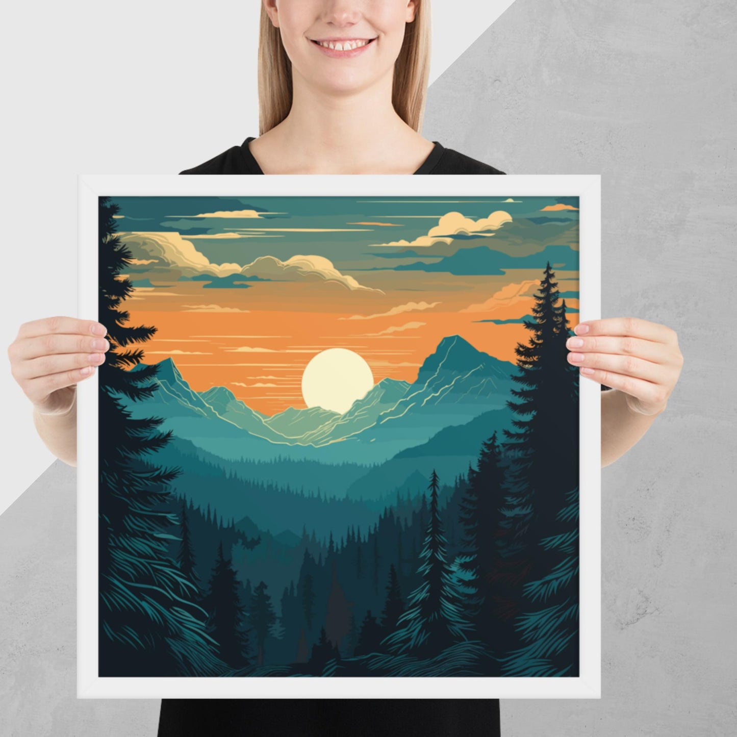 Forest Skyline Sunset Framed Poster