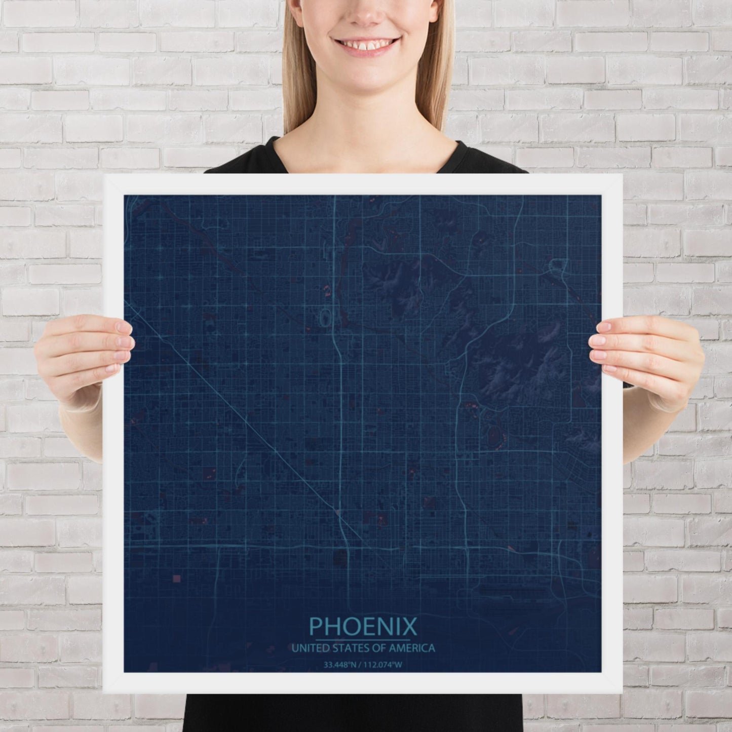 Phoenix Blue and Purple Framed Map