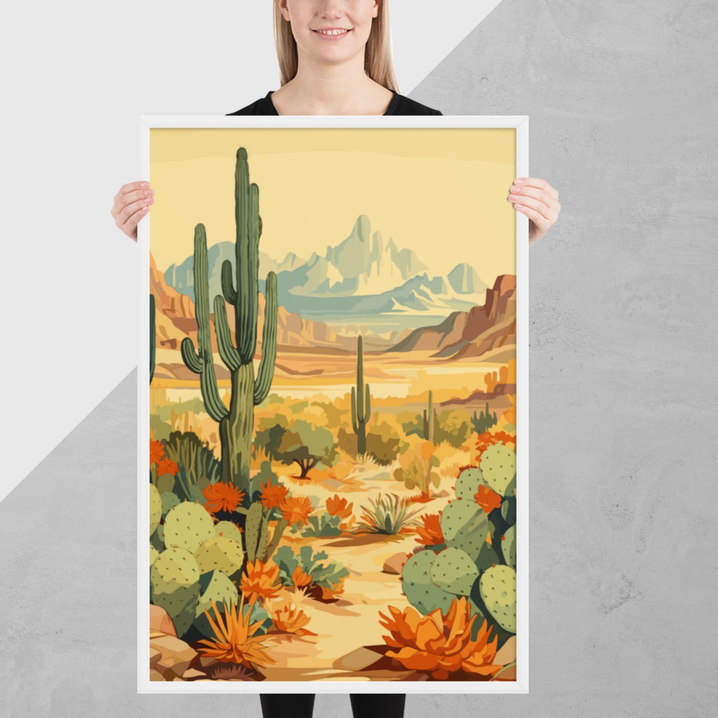 Mountainous Desert Life Framed Poster