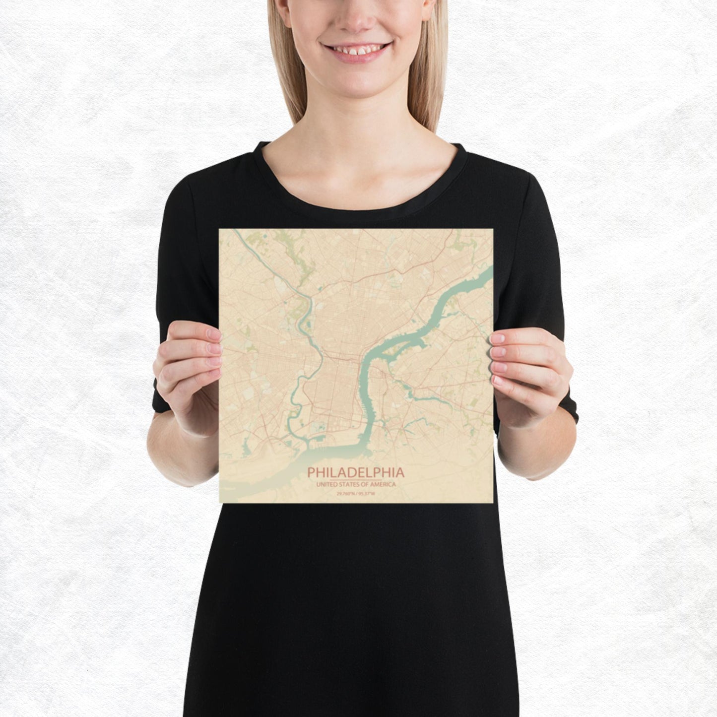 Philadelphia Vintage Style Paper Map