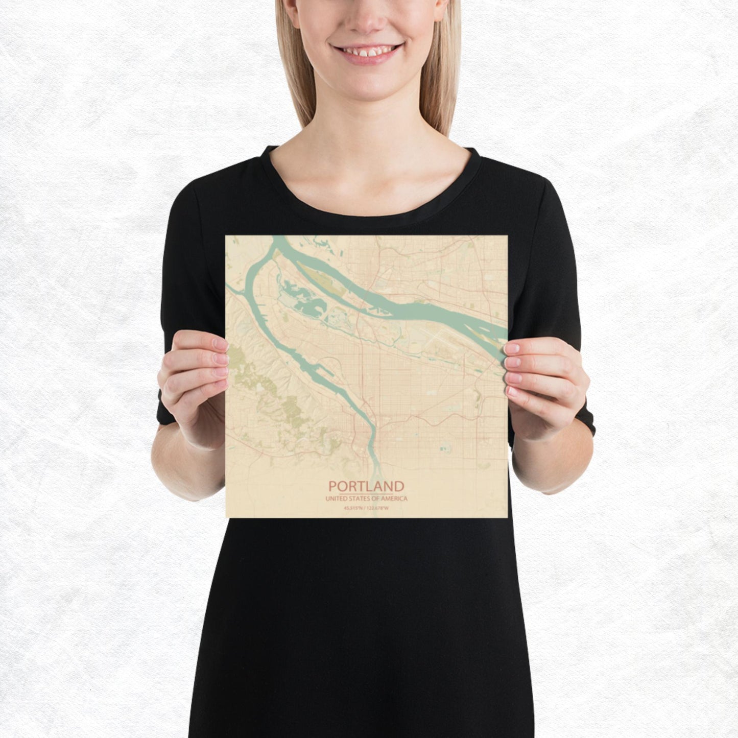 Portland Vintage Style Paper Map