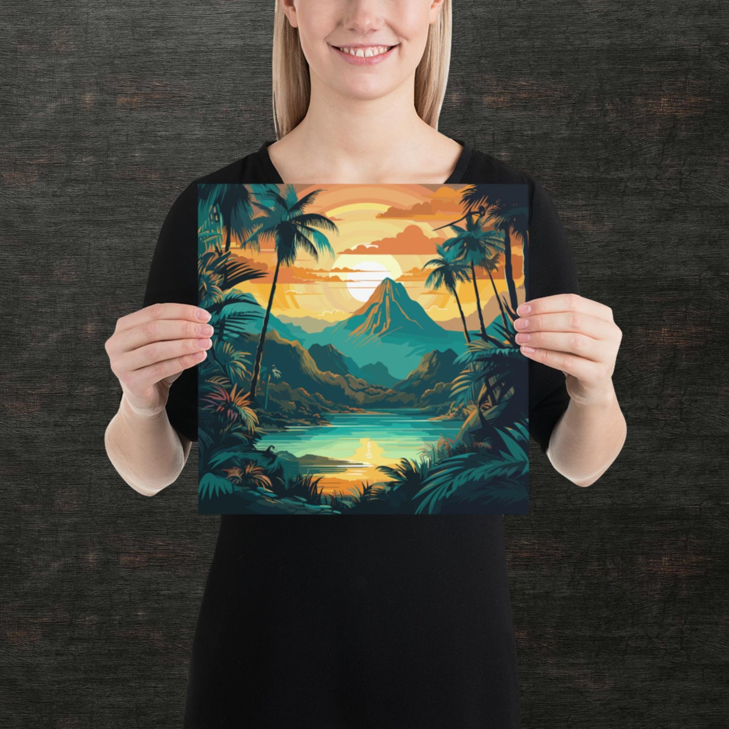 Rainforest Mountain Sunset Paper Poster