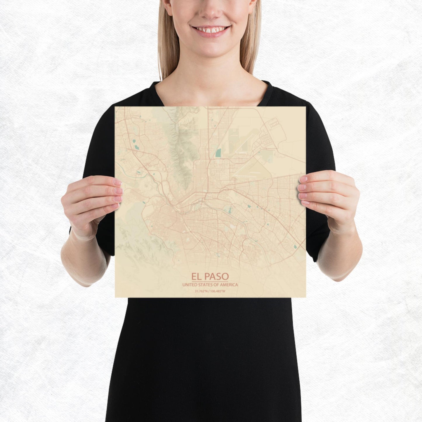 El Paso Vintage Style Paper Map