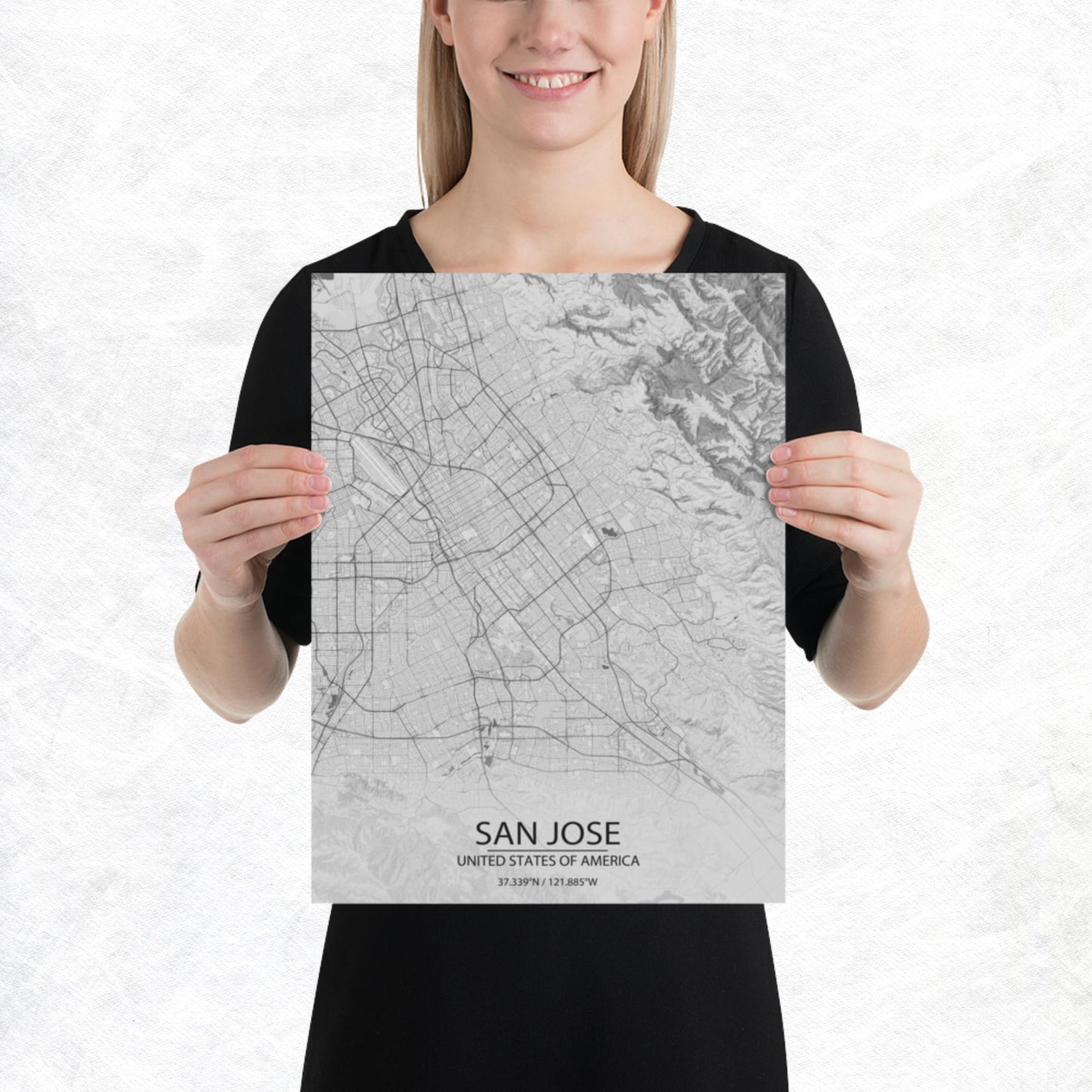 San Jose Light Grey Paper Map
