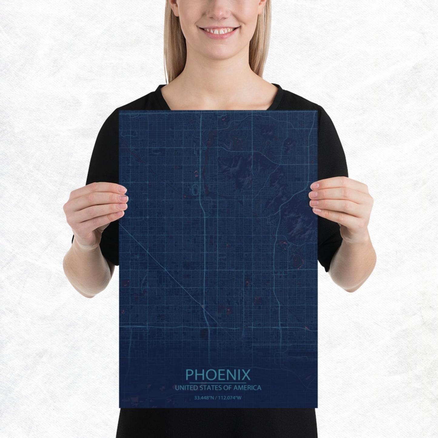 Phoenix Blue and Purple Paper Map