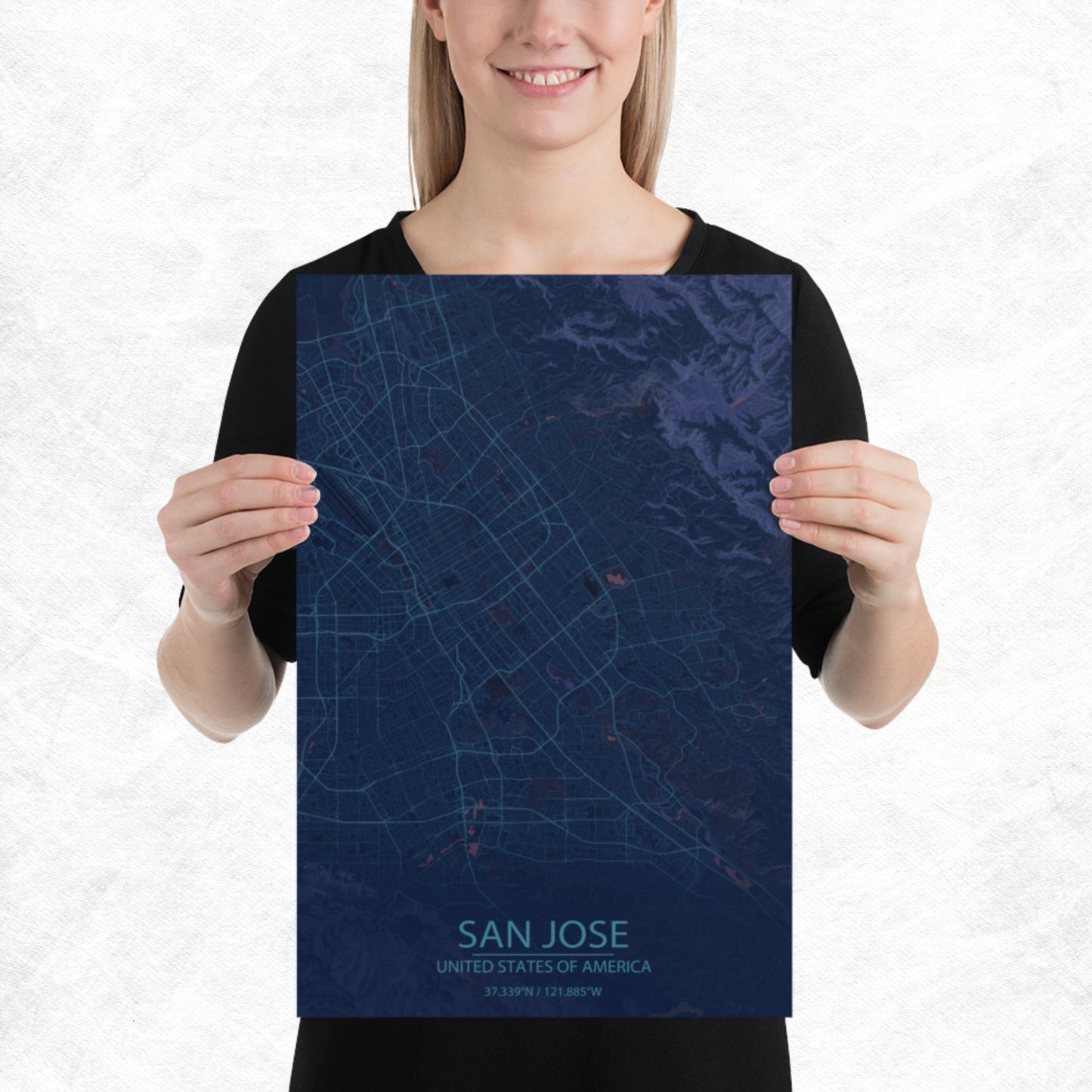 San Jose Blue and Purple Paper Map