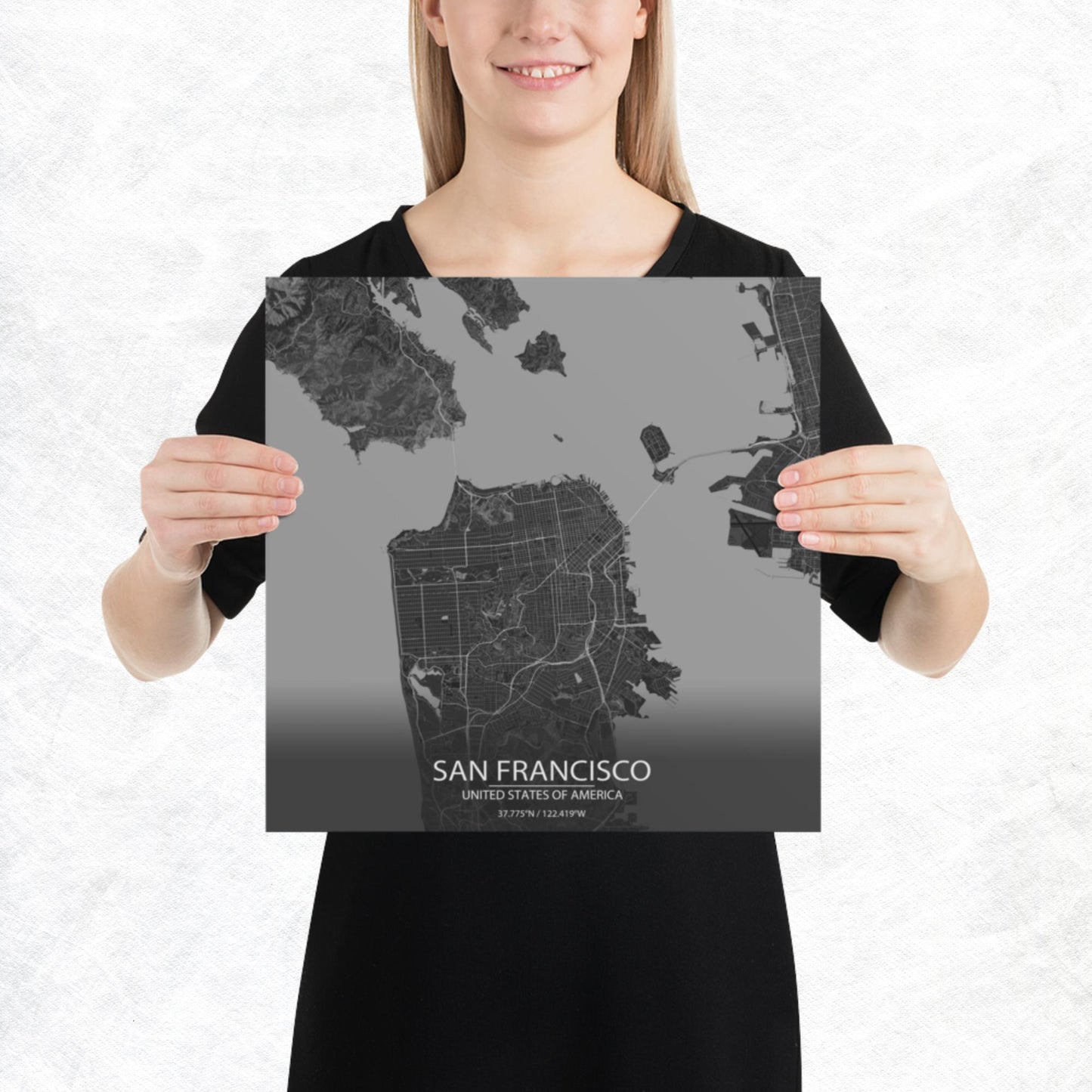 San Francisco Dark Grey Paper Map