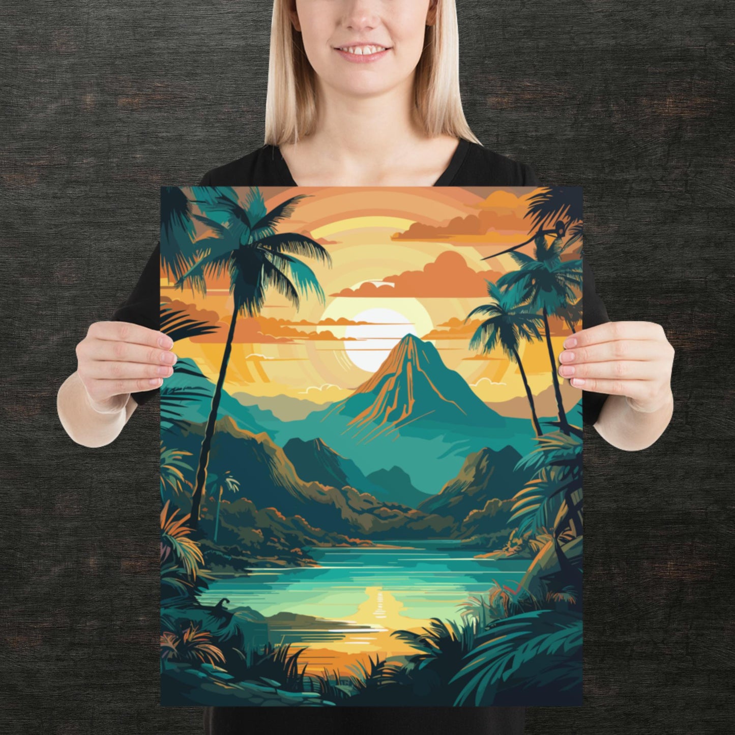 Rainforest Mountain Sunset Paper Poster