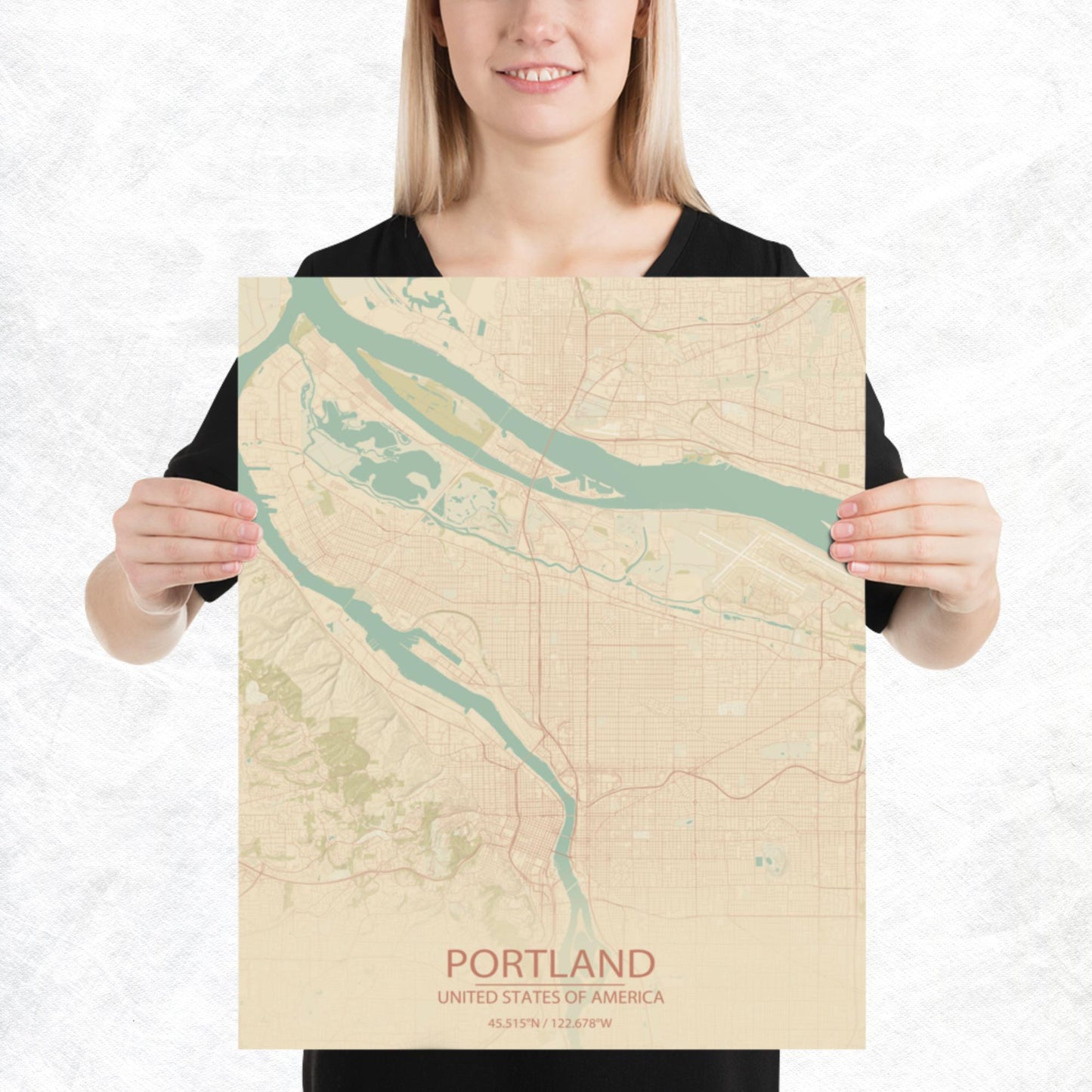 Portland Vintage Style Paper Map