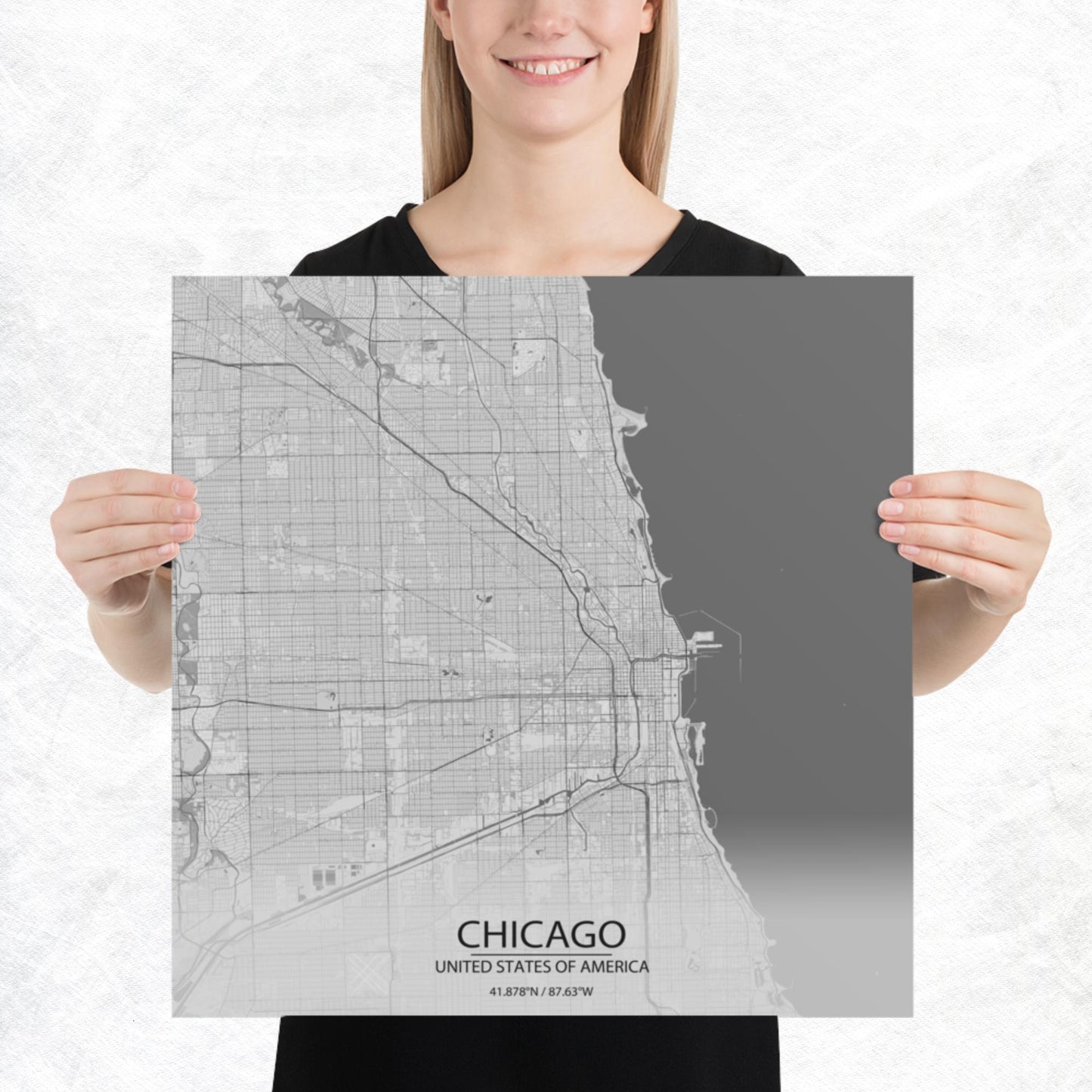 Chicago Light Grey Paper Map
